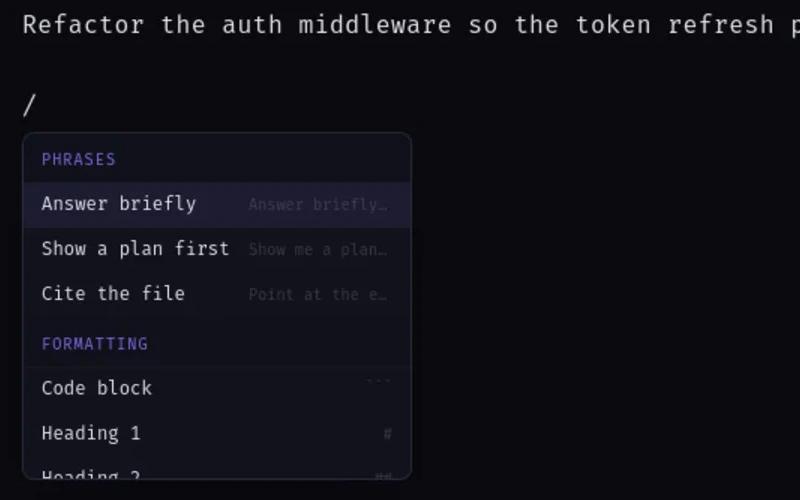The Sendoff slash command menu